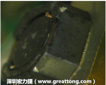 使用銀(Ag)鍍層的電源電感器(Power Inductors)，經(jīng)過推力測試后，零件端點(diǎn)上已經(jīng)看不到任何鍍層的痕跡了，所以其耐推力就比較小。