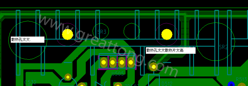 PCB設(shè)計(jì)中，散熱孔散熱片設(shè)計(jì)不當(dāng)，造成很多電源板斷裂