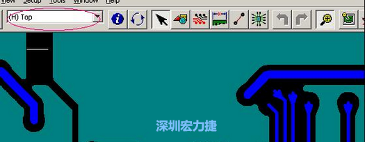 如果圖形像下圖一樣無法顯示鉆孔，只須圖（186）將紅色圈住的活動層改為當前顯示層即可。