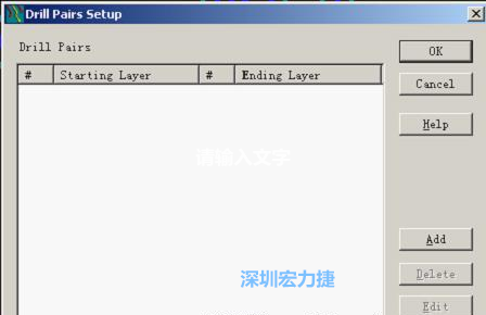 如果是盲孔或埋孔板，則還須點擊菜單Setup→Drill Partis調出鉆孔對設置窗口，看有無按孔的屬性設置好鉆孔層，如無則須作相應的添加或調整。