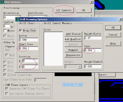 轉孔圖時也需在Customize Document欄點擊Option，在彈出的Plot Options-窗口中選擇Drill Symbols