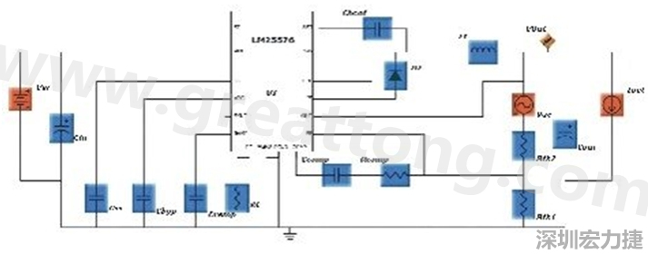 參考圖1的電流通路：把FET在導(dǎo)通狀態(tài)下流經(jīng)的通路標(biāo)記為紅色；把FET在關(guān)斷狀態(tài)下的迴路標(biāo)記為綠色。