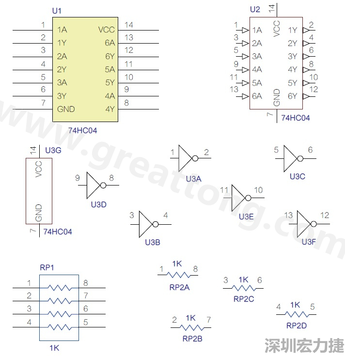 圖1 半導(dǎo)體元件供應(yīng)商所畫的電路圖符號(hào)是模擬元件的接腳圖，而非訊號(hào)流程。