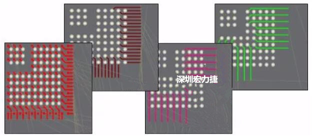扇出及逃逸時(shí)布線是根據(jù)適用的設(shè)計(jì)規(guī)則來(lái)進(jìn)行的。