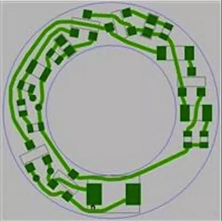 圖6：PCB布線例子：(a)拓?fù)涫阶詣?dòng)布線器(完成了100%導(dǎo)線的布線)；